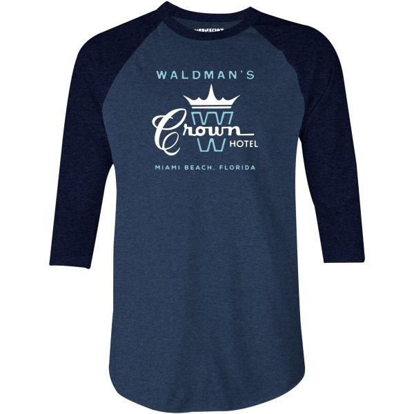 Waldman's Crown Hotel - Miami, FL - Vintage Hotel - 3/4 Sleeve Raglan T-Shirt