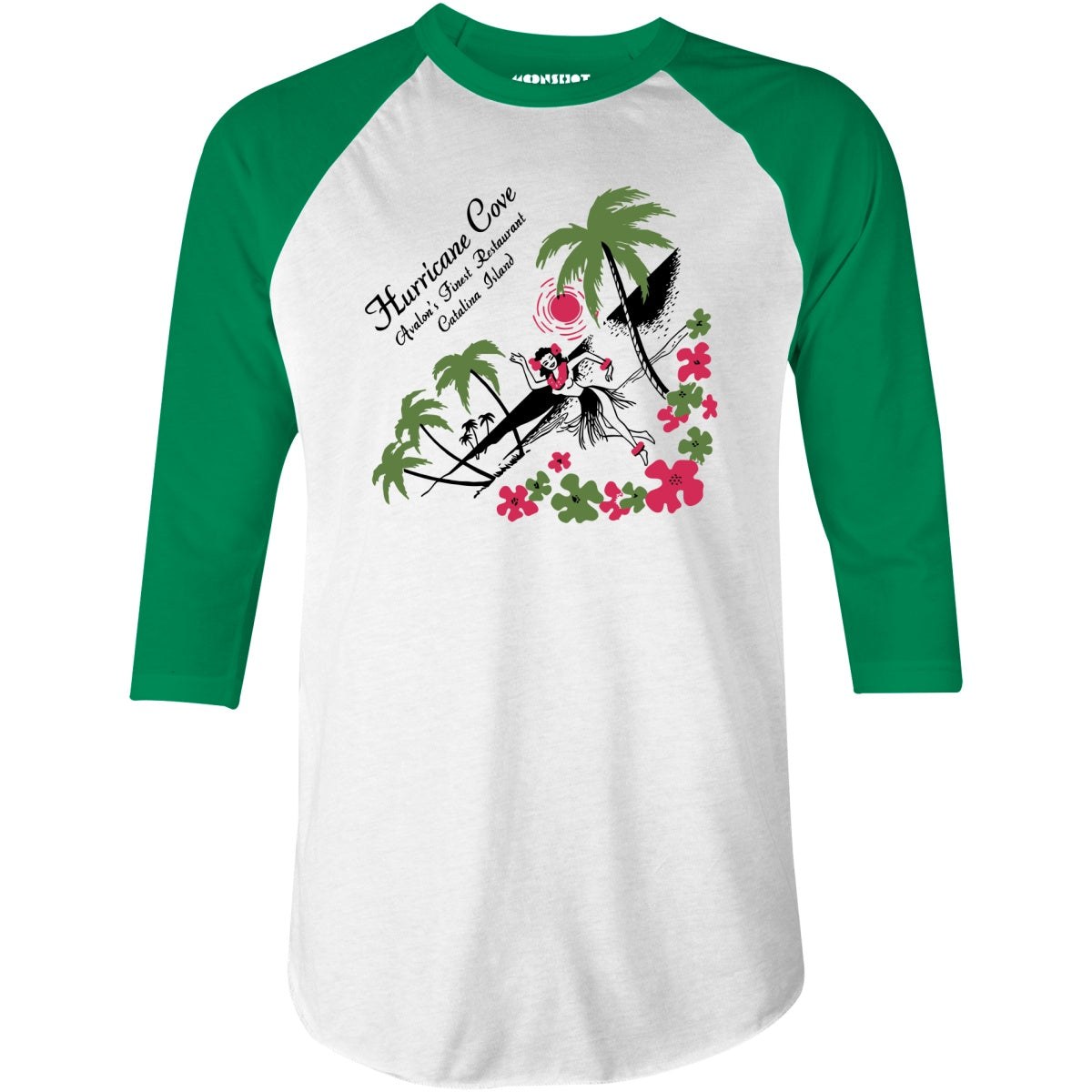 Hurricane Cove - Catalina Island, CA - Vintage Tiki Bar - 3/4 Sleeve Raglan T-Shirt