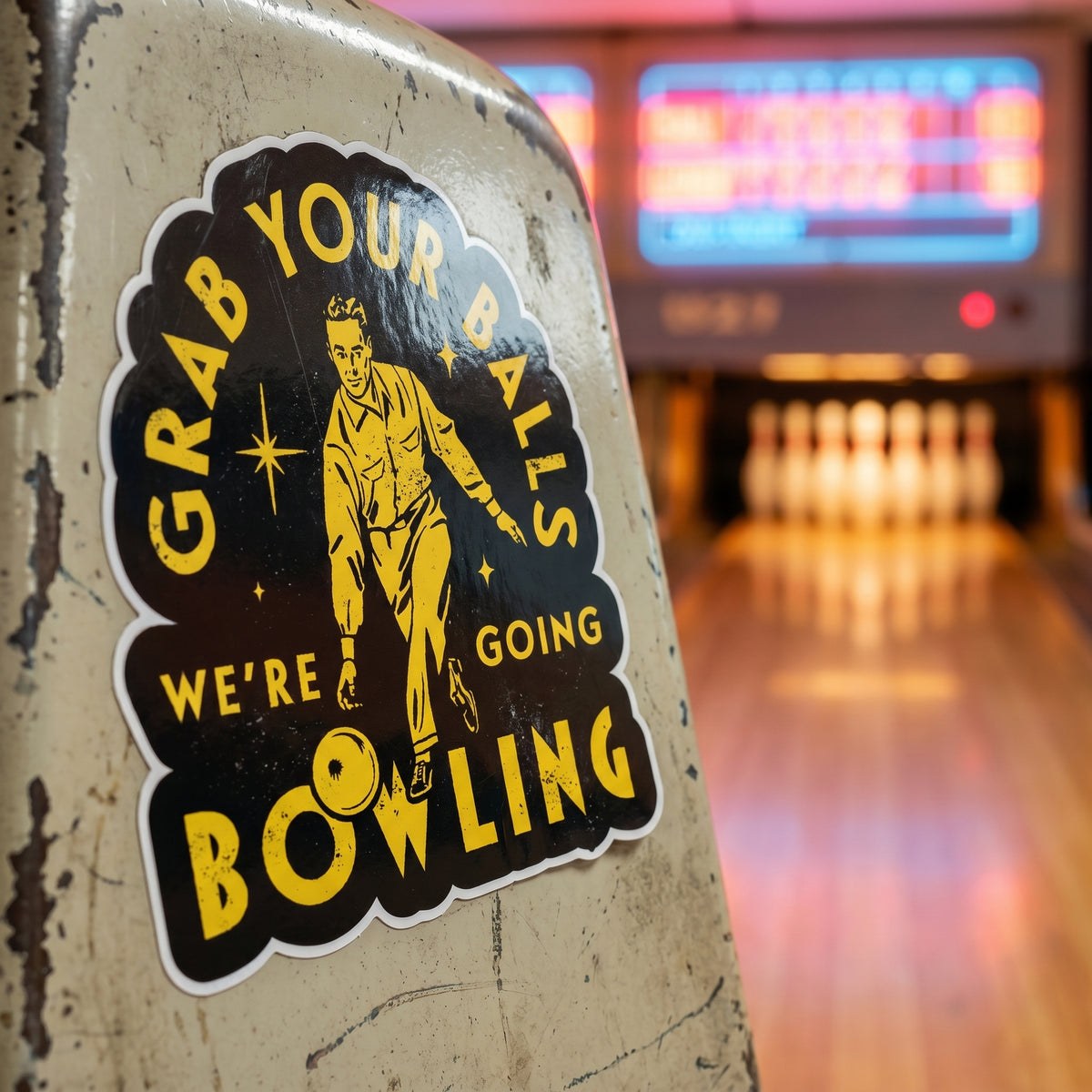 Grab Your Balls We're Going Bowling - Sticker