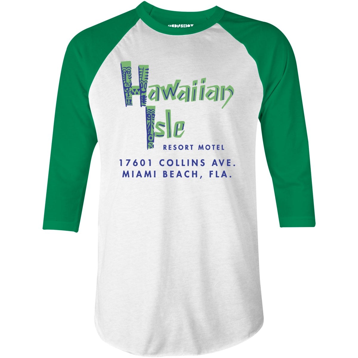 Hawaiian Isle Resort Motel - Miami, FL - Vintage Tiki Bar - 3/4 Sleeve Raglan T-Shirt