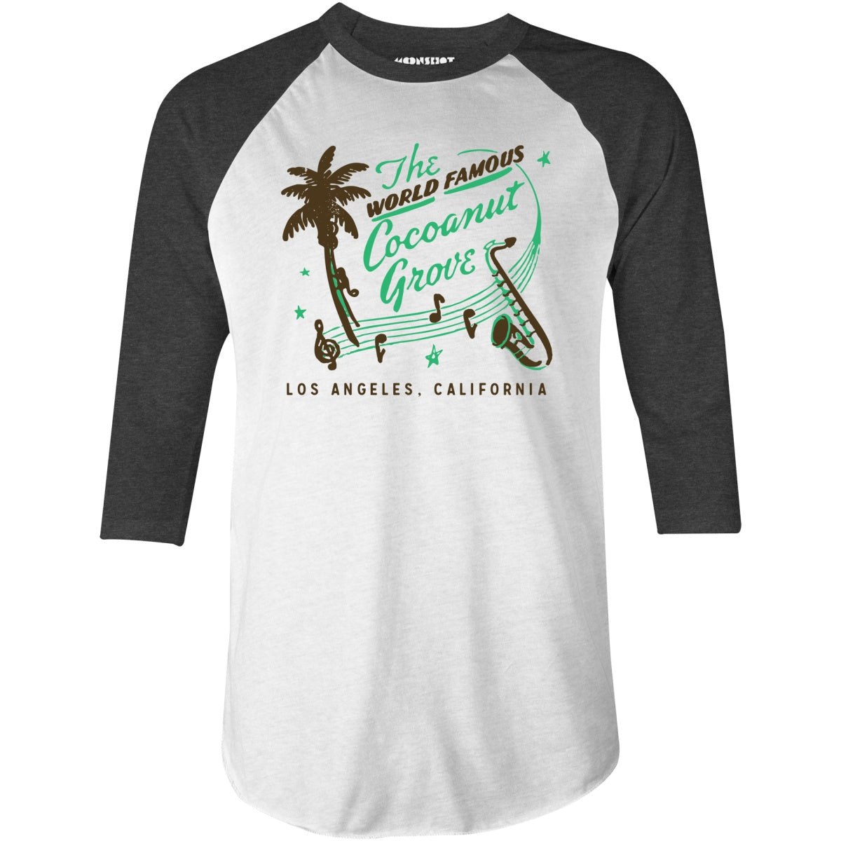 World Famous Cocoanut Grove - Los Angeles, CA - Vintage Restaurant - 3/4 Sleeve Raglan T-Shirt