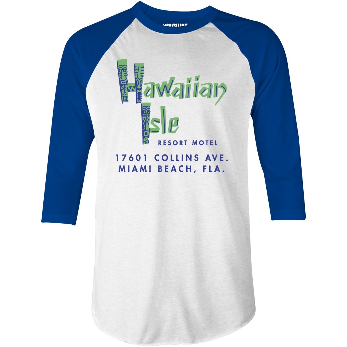 Hawaiian Isle Resort Motel - Miami, FL - Vintage Tiki Bar - 3/4 Sleeve Raglan T-Shirt
