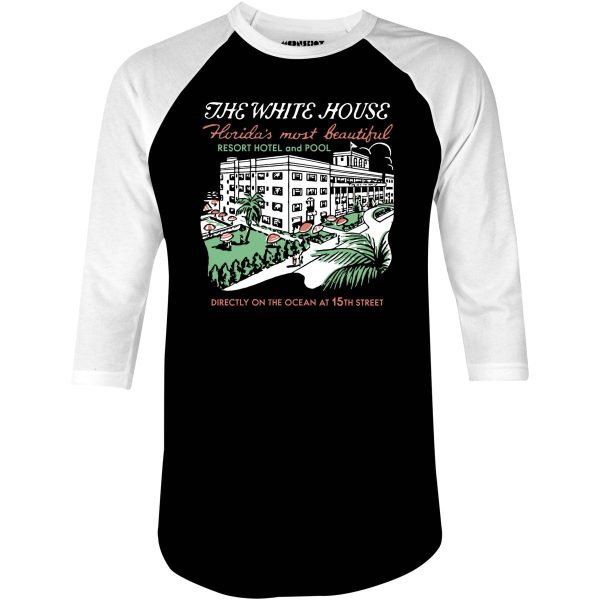 The White House - Miami, FL - Vintage Hotel - 3/4 Sleeve Raglan T-Shirt
